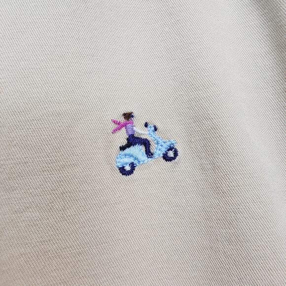 Talbots Relaxed Chino Pants Size 10P Embroidered Vespa Ride Moped Rolled Cuff - Picture 5 of 13